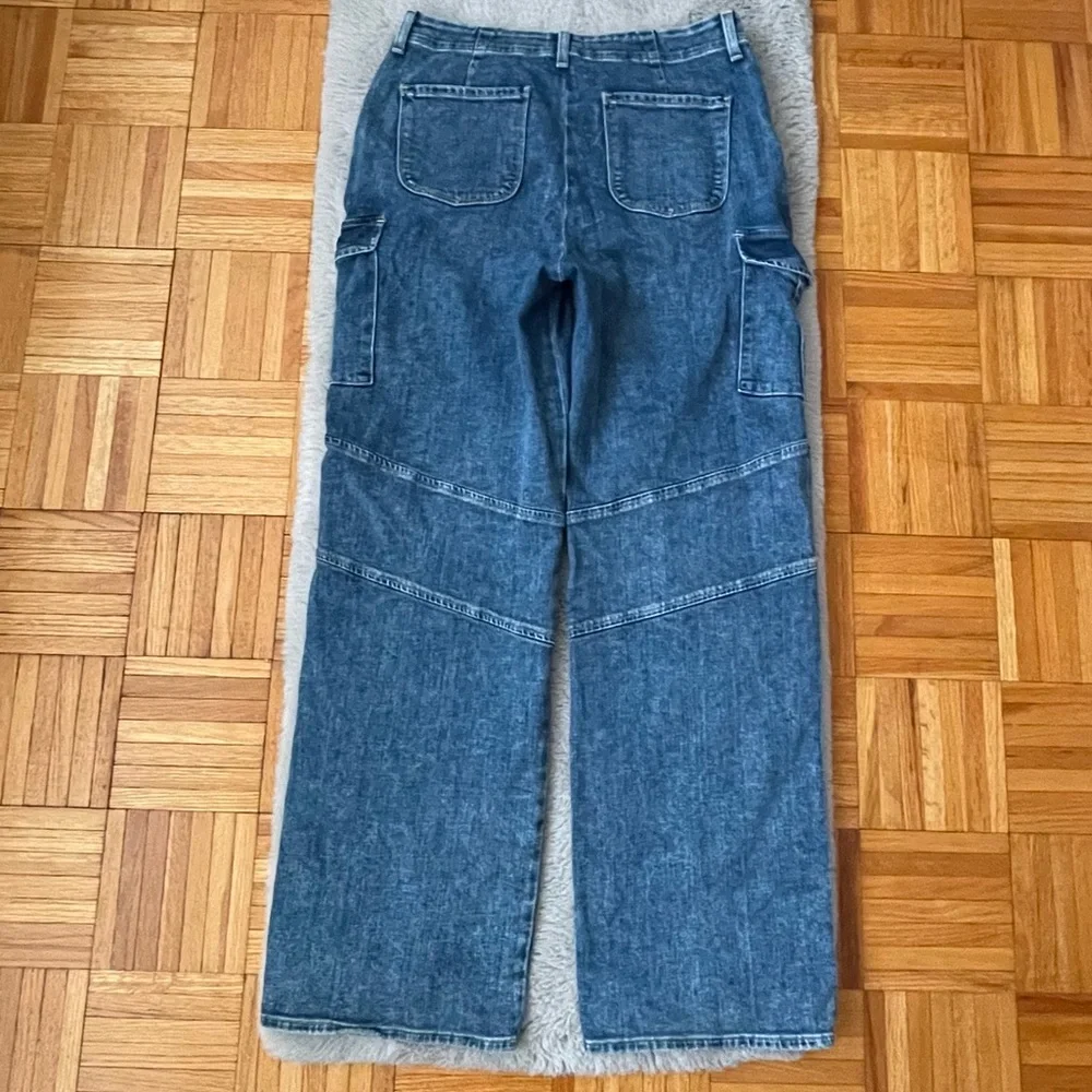 L’AGENCE Women’s Cargo Jeans Size 30 Blue Straight‎ Leg Utility Denim Cabincore